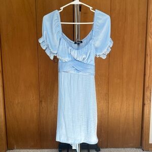 Trixxi Baby Blue Short Sleeve Ruffle Dress Size L
